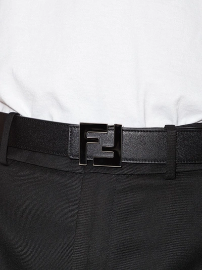 Shop Fendi Ff-logo Reversible Leather Belt In Schwarz
