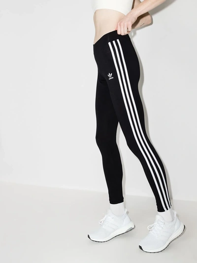 Adidas Originals 3 Stripes Tight Cotton Leggings In Schwarz