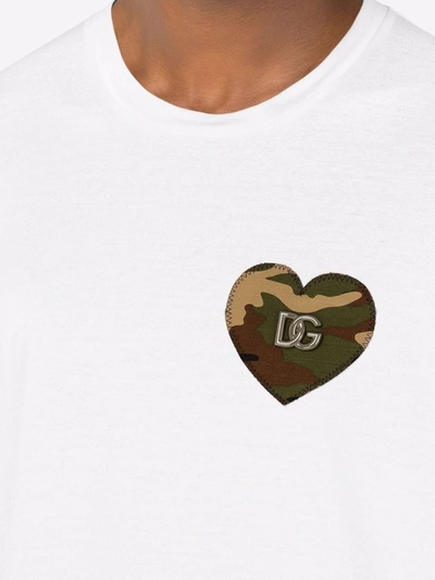 Shop Dolce & Gabbana Camouflage Heart T-shirt In White