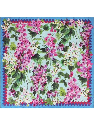 Shop Dolce & Gabbana Floral-print Silk Scarf In Green