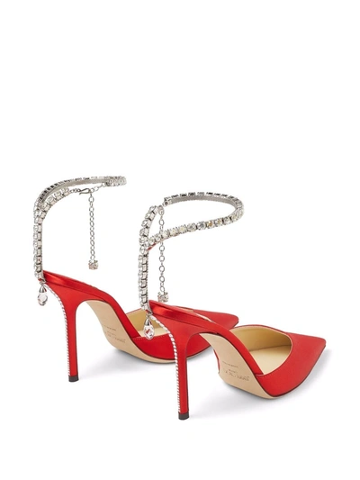 Shop Jimmy Choo Saeda Crystal-embellished Pumps In Rot