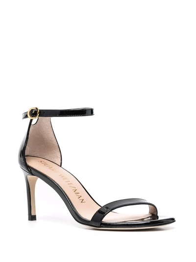 Stuart Weitzman Open-toe Leather Sandals In Black
