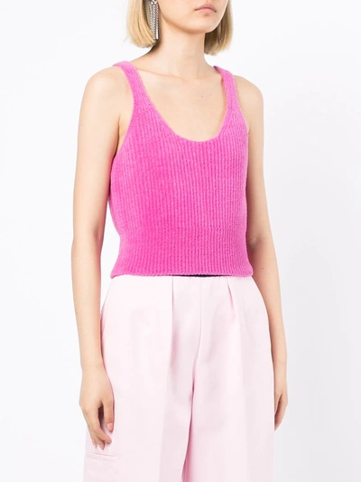 Shop Alexander Wang Ribbed-knit Vest Top In Rosa