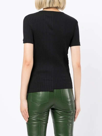 Shop Helmut Lang Asymmetric Ribbed T-shirt In Schwarz