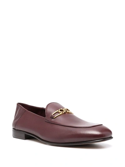 Ferragamo Melbourne Gancini-buckle Loafers In Rot