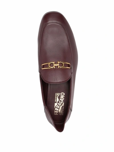 Ferragamo Melbourne Gancini-buckle Loafers In Rot