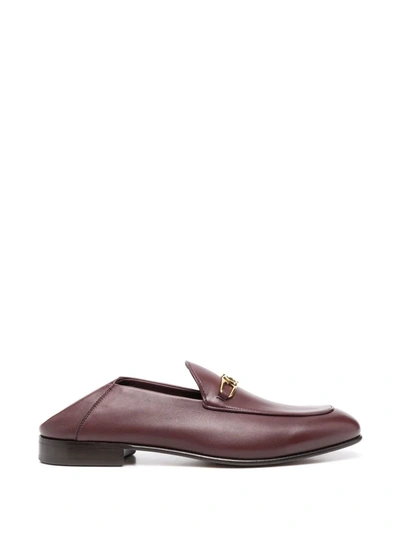 Ferragamo Melbourne Gancini-buckle Loafers In Rot