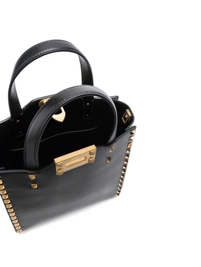 Shop Valentino Rockstud Leather Tote Bag In Schwarz