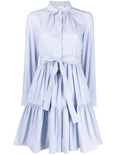 Shop Red Valentino Belted Tiered Shirt Dress In Blau