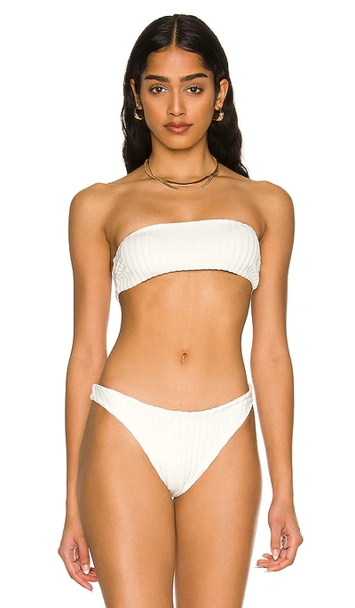 Shop Solid & Striped The Annabelle Reversible Bikini Top In Marshmallow & Blackout