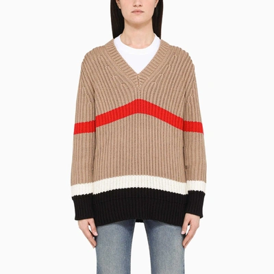 Shop Burberry Cashmere Blend Salma Sweater In Beige