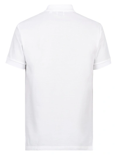 Shop Burberry Embroidered Cotton Polo In White