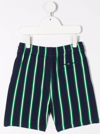 Shop Kenzo Striped Logo-patch Shorts In Blue