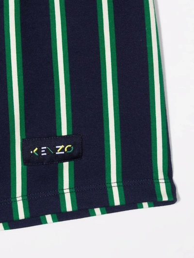 Kenzo Bermuda In Blue And Green Striped Sweatshirt In Blue