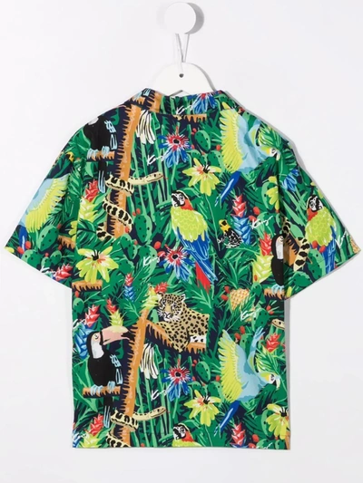 Shop Kenzo Graphic-print Cotton Shirt In Green
