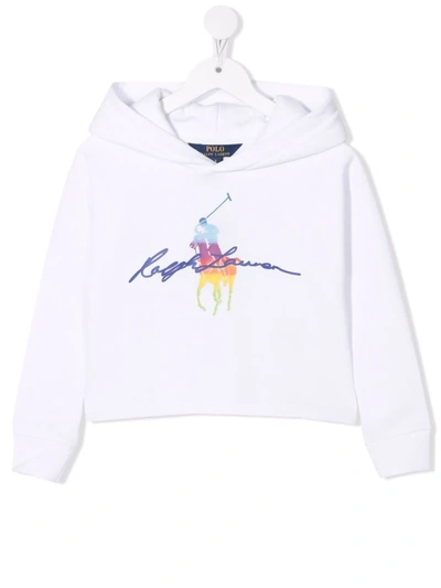 Shop Ralph Lauren Polo Pony Cropped Hoodie In White