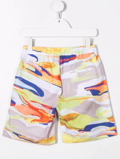 Shop Msgm Fluid-print Bermuda Shorts In Orange