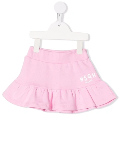 Shop Msgm Logo-print Mini Skirt In Pink