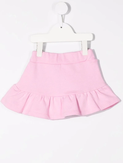 Shop Msgm Logo-print Mini Skirt In Pink