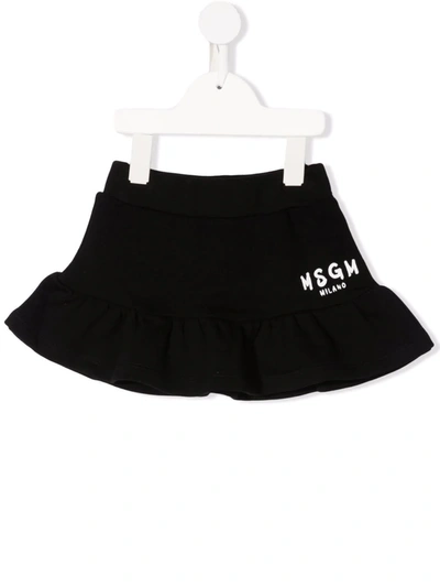 Shop Msgm Logo-print Mini Skirt In Black