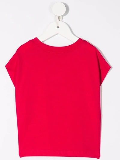 Msgm Teen Embroidered Logo Short-sleeve T-shirt In Pink