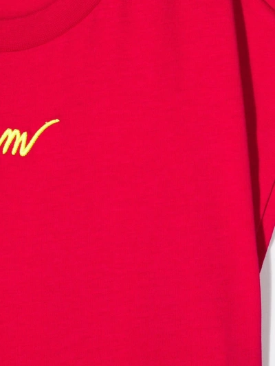 Msgm Teen Embroidered Logo Short-sleeve T-shirt In Pink