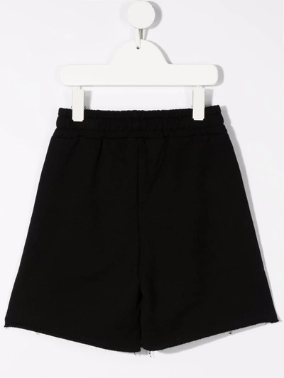 Msgm Black Bermuda Shorts With White Print In Black