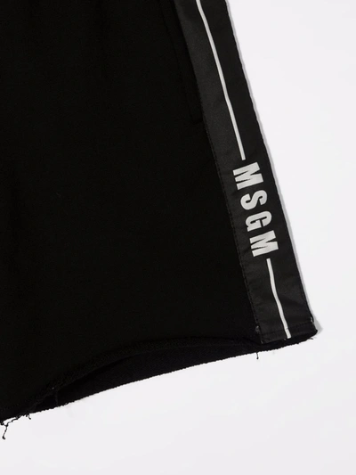 Msgm Black Bermuda Shorts With White Print In Black