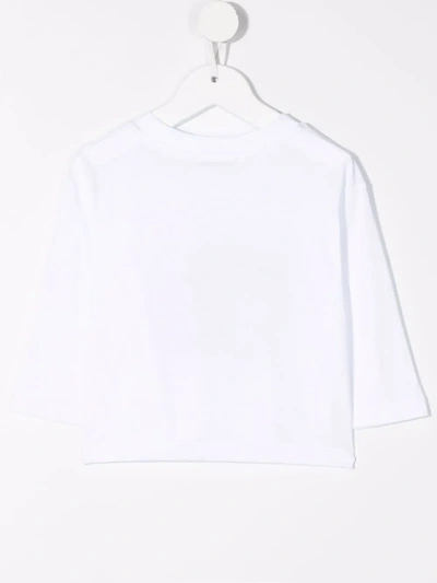 Msgm Patchwork Logo-print 3/4-sleeve T-shirt In White