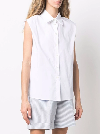 Shop Semicouture Cotton Sleeveless Shirt In White