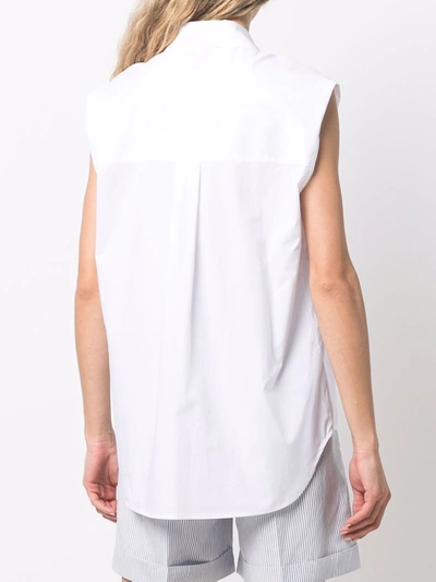 Shop Semicouture Cotton Sleeveless Shirt In White