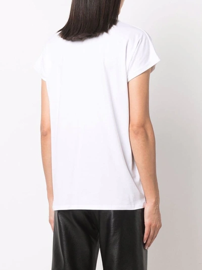 Shop Balmain Cotton Strass Logo T-shirt In White