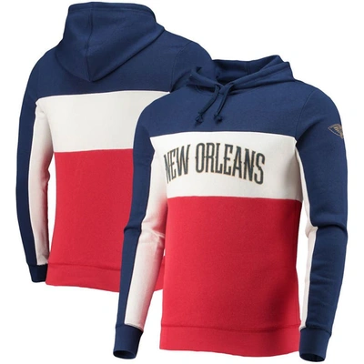 Shop Junk Food Navy/white New Orleans Pelicans Wordmark Colorblock Fleece Pullover Hoodie