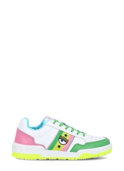 Shop Chiara Ferragni Sneakers Green In Pink/green