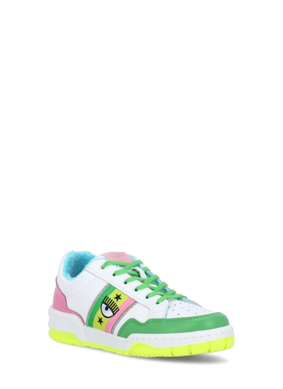 Shop Chiara Ferragni Sneakers Green In Pink/green