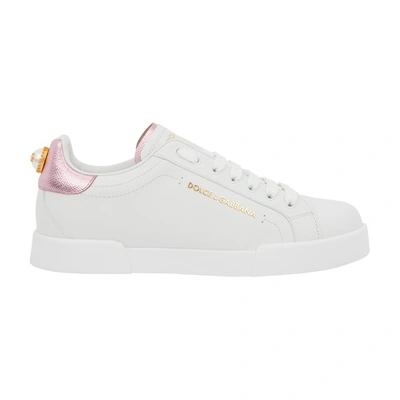 Shop Dolce & Gabbana Logo Sneakers In Bianco Rosa