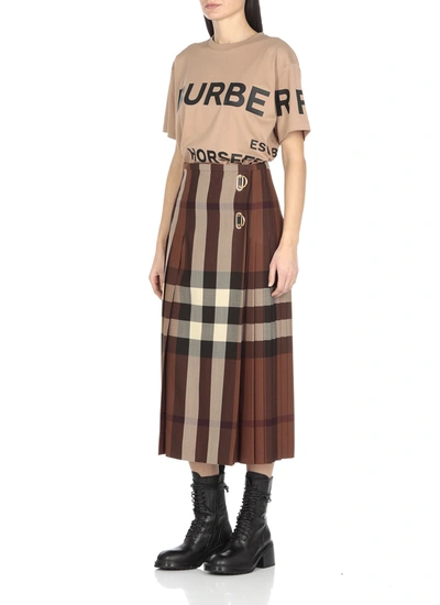 Shop Burberry Skirts Brown In Dark Birch Brown Chk