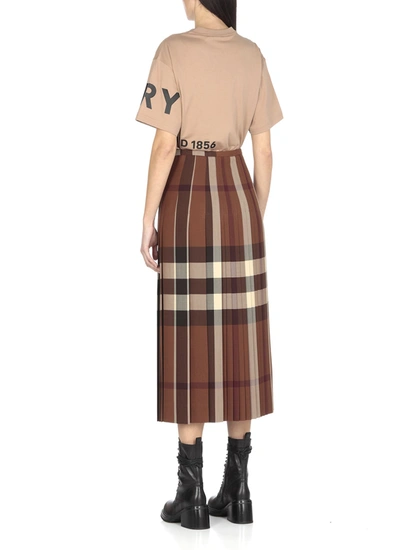 Shop Burberry Skirts Brown In Dark Birch Brown Chk