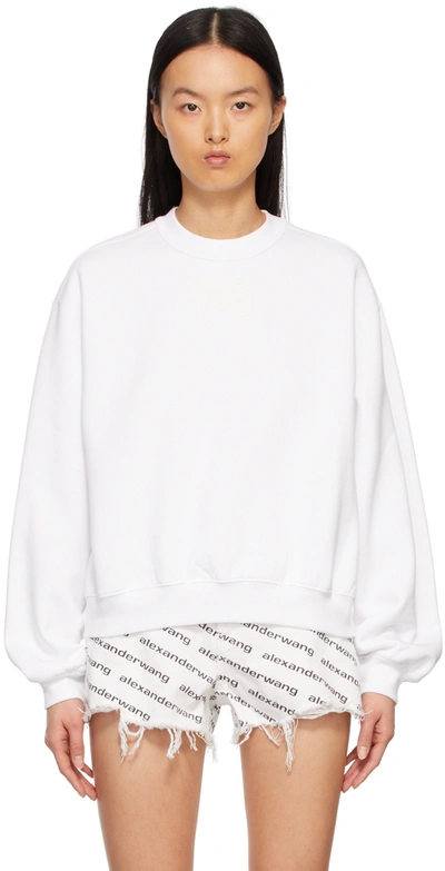 Shop Alexander Wang T White Puff Logo Sweatshirt In 100 White