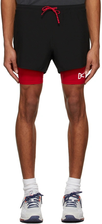 Shop District Vision Black & Red Aaron Layered Shorts In Black/red