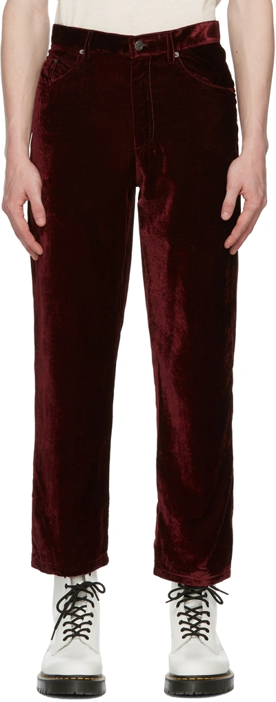 Shop Marc Jacobs Red 'the Liquid Velvet' Trousers In Bordeaux
