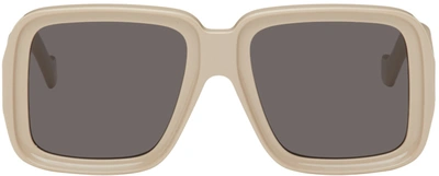 Shop Loewe Beige Thin Dive Sunglasses In 57a Shiny Beige / Sm