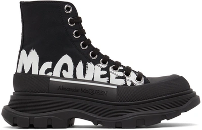 Shop Alexander Mcqueen Black Logo Tread Slick High Sneakers In 1006 Blk/blk/wh/blk/