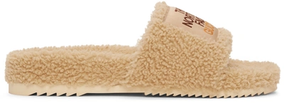 Shop Gucci Beige The North Face Edition Merino Wool Slides In 9556 Butterscotch