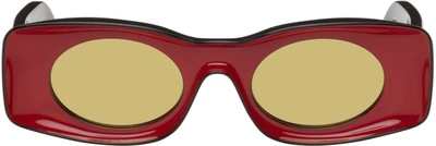 Shop Loewe Red & Black Paula's Ibiza Original Sunglasses In 01g Red