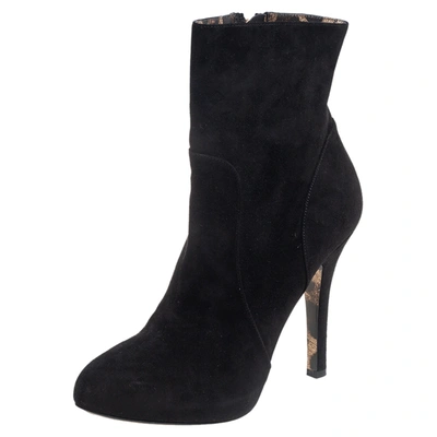 Pre-owned Dolce & Gabbana Black Suede Ankle Length Boots Size 37