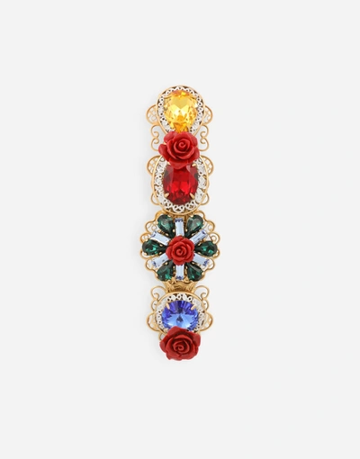 Shop Dolce & Gabbana Hair Clip With Rhinestone Detailing In Multicolor