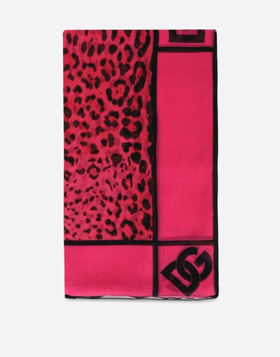 Shop Dolce & Gabbana Neon Leopard-print Silk Scarf (120 X 200) In Multicolor