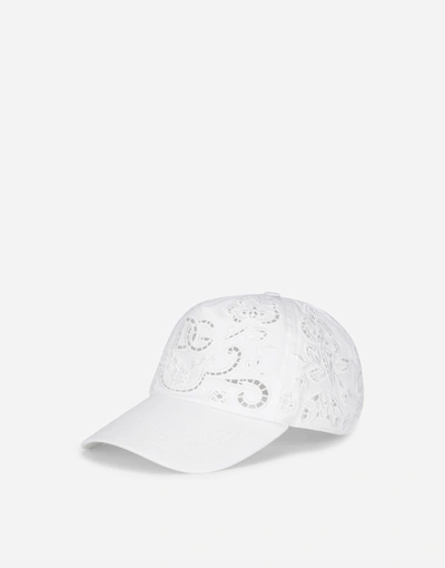Shop Dolce & Gabbana Drill Hat With Cut-out Embroidery In Multicolor