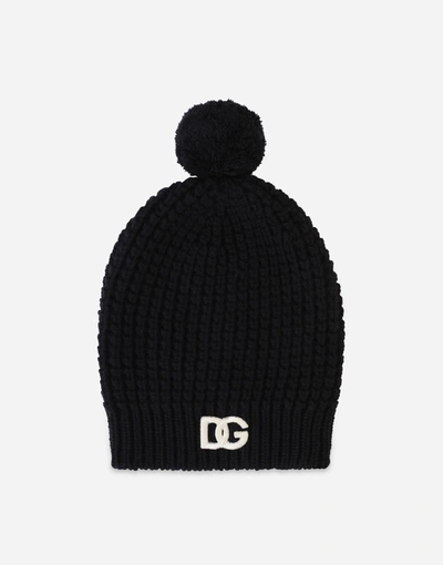 Shop Dolce & Gabbana Basketweave-stitch Hat With Dg Logo Patch In Black